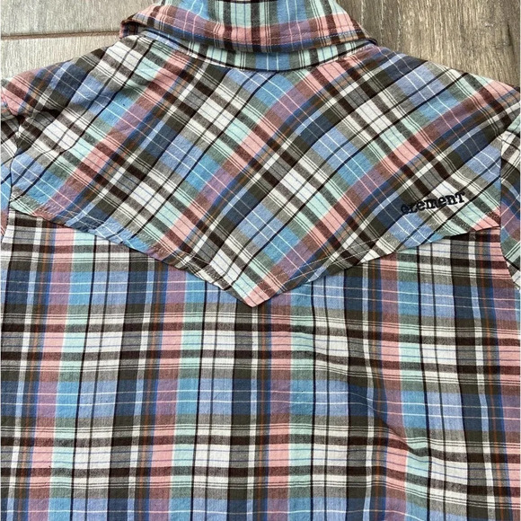 Element Shirt Womens Small Pearl Snap Plaid Button Up Collared Top Ladies - Picture 8 of 8